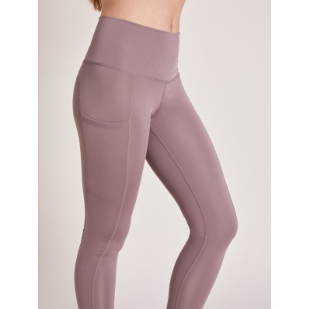 New $125 Niyama Sol High Waisted Lavender Latte Wander Leggings Side Pockets SM